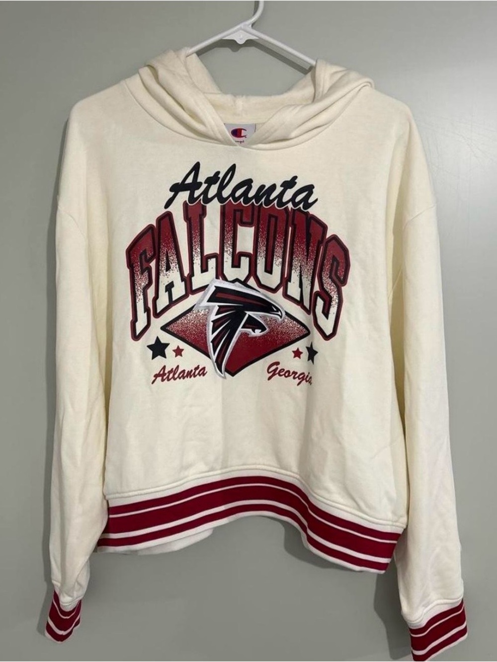 Champion Woman’s Atlanta Falcons Cream Hoodie Sweatshirt